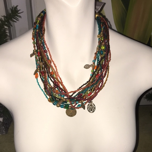 Multi Strand Bead & Charm French Necklace - Picture 6 of 9